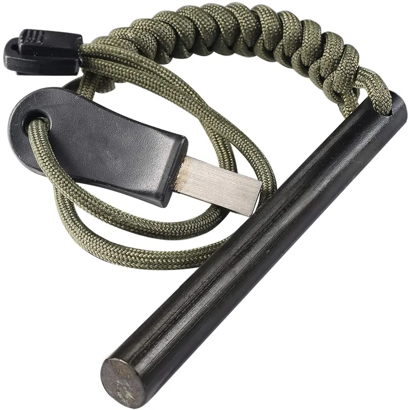 4 Inch Survival Ferrocerium Khoan Flint Cháy Khởi Xướng Ferro Rod Kit Với Paracord Landyard Xử Lý Và Tiền Đạo