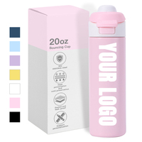 Bouteille d'eau en acier inoxydable de 20 oz avec logo personnalisé, bouteille isotherme sous vide, anti-fuite, bouteille d'eau de sport à double ouverture