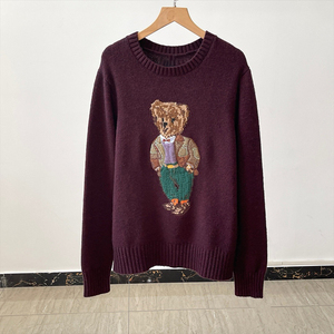 Maglione da <span class=keywords><strong>Donna</strong></span> TIANCHEN Autunno Inverno con Orso RL, Collo Tondo, Stile Britannico, <span class=keywords><strong>in</strong></span> Lana e <span class=keywords><strong>Cashmere</strong></span>, Maglia Polo Larga # RL-065 - Product Image 3