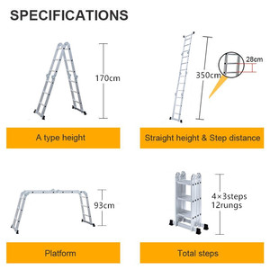 Thang Đa Năng Bằng Nhôm 3.5mtr Thang Kết Hợp 4X3 Nấc 12 Bậc 3.5M Hạng Nặng ML - Product Image 2