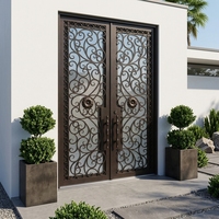 Fantastique porte d'entrée en fer forgé, design de porte avant en fer