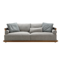 Canapé en cuir avec structure en bois massif, style minimaliste, canapé moderne, canapé à haute résilience