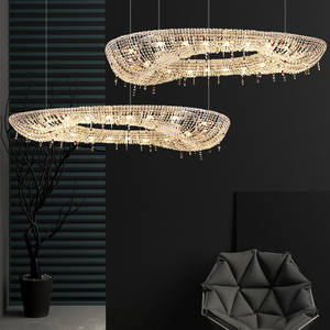 Superskylite Modern LED Pendant Chandelier Personalizable Big Round Silver para iluminación de hotel - Product Image 4