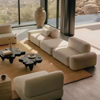 Ensemble de salon moderne, minimaliste et luxueux - Canapé modulaire en forme de L en tissu cachemire, vente directe d'usine