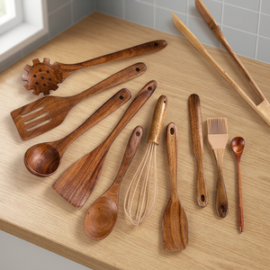 Cuillère en bois artisanale en gros, sans danger pour les aliments, laquée, ustensile de cuisine, exportation - Product Image 3