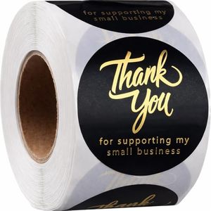 2 Inch Round Black Gold Foil Stickers 500 Pcs Waterproof Self Adhesive <b>Labels</b> For Small Business <b>Packaging</b> Envelope Bag Box Seal - Product Image 1