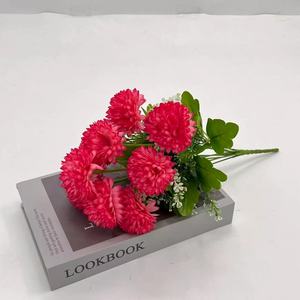 Bouquet de fleurs artificielles en chrysanthème simulé, <span class=keywords><strong>fleur</strong></span> en soie, boule sacrificielle, chrysanthème, <span class=keywords><strong>fleur</strong></span> de balayage pour tombe - Product Image 3