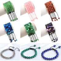 Bracelet élastique ajustable en pierres précieuses naturelles de 8 mm, perles rondes, pour femmes et hommes, idéal pour le yoga.