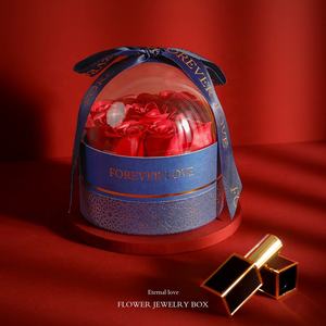 Venta al por mayor de regalo del Día de San Valentín cilindro Rosa flor jabón regalo anillo conjunto cadena pendientes joyeros para novia - Product Image 2