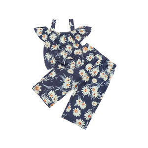 เสื้อผ้าเด็กขายส่ง ชุดเด็กผู้หญิงแบบเปิดไหล่ ลายดอกไม้ ชุดฤดูร้อน - Product Image 3