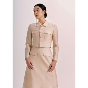 กระโปรงทรงเอไลน์ยาวสีขาวสำหรับผู้หญิงกระโปรงทรัมเปตโอลาฟชุดสตรีทรัมเปต79% ผ้าเรยอน17% ไนลอน4% โพลีผลิตจากเวียดนาม - Product Image 1