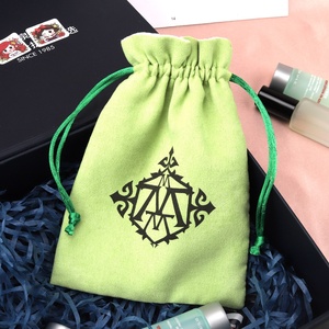 Custom Logo Printed Suede Gift Jewelry <b>Drawstring</b> Bag Luxury Soft Velvet Antique Storage Suede <b>Pouch</b> - Product Image 4