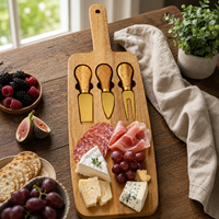 Planche à charcuterie en bois personnalisée, vente en gros directe usine, avec 3 couteaux à fromage, supports vierges pour gravure laser, pour détaillants de produits alimentaires gastronomiques