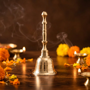 Handcrafted Traditional Brass Hand Bell for Temple Pooja Prayer Tabletop Wedding & Diwali Home Decor - Product Image 6