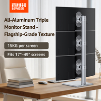 Support triple moniteur réglable en hauteur, support vertical robuste pour trois écrans de 17 à 49 pouces (BEWISER BL311)