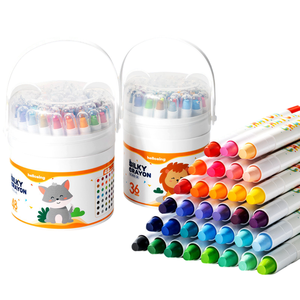 Crayons de cire lavables non toxiques pour <span class=keywords><strong>peinture</strong></span>, crayons de couleur soyeux en boîte avec poignée pour le dessin - Product Image 1