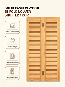 Puerta de Madera Maciza con Rejillas, Apertura Lateral Interior, Diseño Moderno Minimalista sin Acabado, para Armario de Dormitorio - Product Image 2