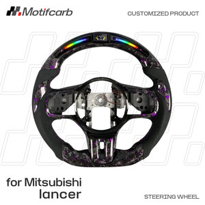 Volante Deportivo Personalizado de Fibra de Carbono Forjado en Color Morado con LED para Mitsubishi Lancer Evolution X GSR MR X Final Edition 2008-2016 - Product Image 2