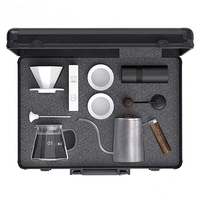 Cadeau exquis Barista Tools Brew Coffee Gift Set 9 Pcs Drip Coffee Set Avec Moulin Manuel Verser Sur Le Kit De Café