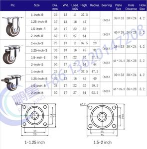 2 Zoll Stuhl rollen Drehbare Gummi rollen TPE Caster Mute Wheels Lenkräder mit Bremse schwenkbar * 4 Stück kleines Gummi rad - Product Image 5