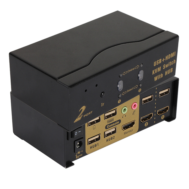 VCOM 4K 30Hz HDMI KVM Switch 1 Monitor to 2 Computers EDID 2 Port Video KVM Switcher Console