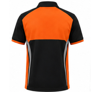 เสื้อโปโลผู้ชาย สีส้ม-ดำ แห้งเร็ว ลายเส้นโค้ง แนวสปอร์ต คอกลม ใส่ทำงานได้ทุกวัน ชุดลำลอง ชุดออกกำลังกาย - Product Image 3