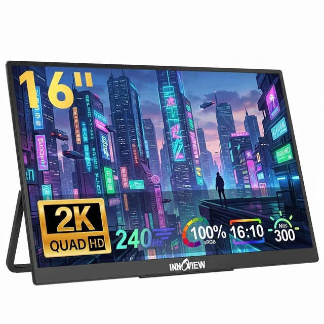 16 Inch Innoview Portable IPS Monitor 240Hz 100 SRGB With Type C HDMI Wall Mountable for Laptop Mac and Gaming Consoles