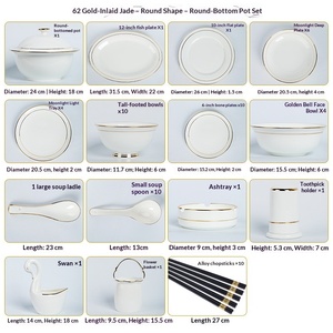 Service de table en céramique de Jingdezhen, ensemble de vaisselle en porcelaine fine (bols et assiettes), idéal pour les cadeaux de pendaison de crémaillère, cadeau haut de gamme, vente en gros - Product Image 6