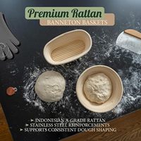 Kit d'outils de boulangerie ultime pour la pâte à sourde : panier de levage rond et ovale en acier inoxydable, lame en acier inoxydable pour un pain artisanal croustillant