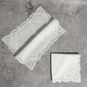 Kadınlar için KY001 beyaz pamuk dantel mendiller tığ hankies/bayanlar düğün hediye