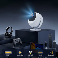 Mini projecteur 4K 1080P avec mise au point automatique et correction de la distorsion trapézoïdale, rotatif, pour extérieur, home cinéma et chambre à coucher