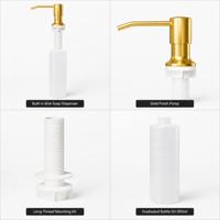 Flacon distributeur de savon gradué 500 ml avec pompe plaquée or et marques de niveau de liquide visibles pour lotion et shampoing (rechargeable)