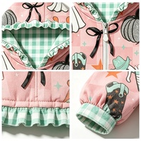 Manteau à capuche graphique Halloween pour enfants avec bordure à carreaux, certifié CPC, retours gratuits pour garçons et filles, idéal pour les activités festives