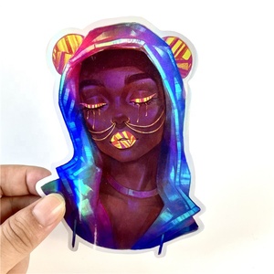 Colorful Printing Beautiful Girl <strong>Deco</strong> Custom Shape Holographic Sticker Label Custom Glitter Sticker <strong>Sheet</strong> - Product Image 4