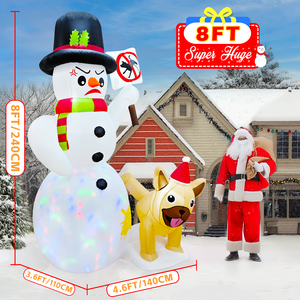 Decoraciones Navideñas Inflables para Jardín OurWarm de 8 Pies, Muñeco de Nieve y Perro para Navidad, Venta al por Mayor de Fábrica - Product Image 2