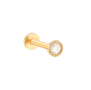 Venta al por mayor 14K oro sólido piercing joyería Sun Moon Star Lightning internamente roscado Labret Stud cartílago 14K oro sólido muelle - Product Image 2