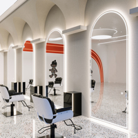 Personnalisation en usine Fashion Large Wall Shop Barbershop Mirror avec Led Salon de coiffure Miroir mural à Led dédié au sol