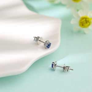 Pendientes de Zafiro Ovalados Hechos a Mano de Lujo, Oro Sólido de 18K, Regalo para Mujer, Boda, Compromiso, Fiesta - Product Image 6