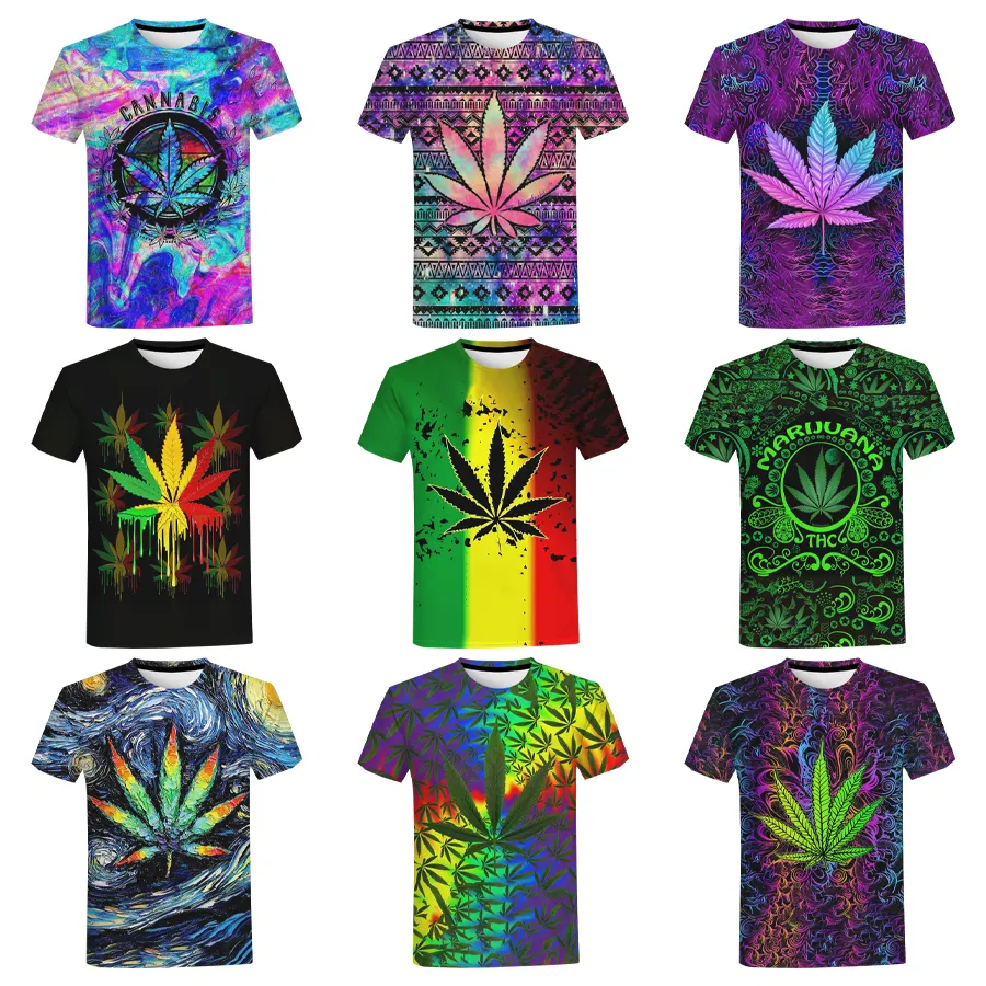 2022 Bob Marley Weiled Leaf 3D Digital Printing Shirt untuk Pria Kustom Seluruh Sisi Cetak Tshirts Grafis Kaus Dicetak Pakaian 3D