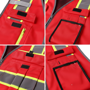 เสื้อกั๊กนิรภัยสะท้อนแสงยูนิเซ็กส์กำหนดเอง100% กระเป๋าใส่ทำงานตาข่ายโพลีเอสเตอร์สำหรับงานก่อสร้างถนนคนงานงานอีเวนต์กันน้ำ - Product Image 1