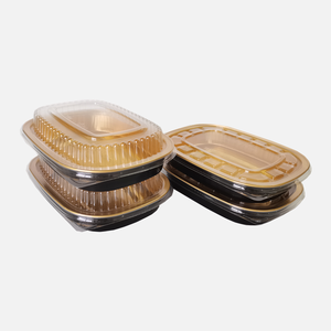 Bandeja <span class=keywords><strong>de</strong></span> Aluminio Negra Dorada Apta para Horno <span class=keywords><strong>de</strong></span> 10-70 oz, Bandeja para Comida con Tapa <span class=keywords><strong>de</strong></span> Plástico PET, Caja <span class=keywords><strong>de</strong></span> Empaque para Alimentos Congelados <span class=keywords><strong>de</strong></span> Supermercado - Product Image 6