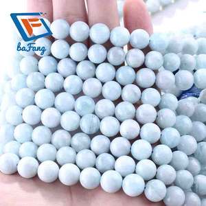 ลูกปัดพลอยอะความารีนธรรมชาติลูกปัด8 10มม. ลูกปัดหลวมกลมสำหรับทำเครื่องประดับ DIY 15" - Product Image 3