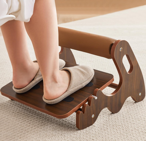 <span class=keywords><strong>Taburete</strong></span> de pie mecedora ajustable de 3 posiciones de altura Reposapiés de <span class=keywords><strong>madera</strong></span> con barra transversal suave para debajo del escritorio en el trabajo - Product Image 1