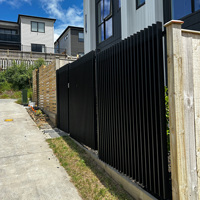 Ensembles de portails en aluminium noir, clôture de jardin 4x6 pieds, panneau de clôture moderne en métal à lattes pour la sécurité extérieure de la villa