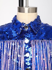Girls Kids <b>Sequin</b> Western Fringe <b>Cropped</b> Jacket Long Sleeve Cowgirl Rodeo Line Dance Country <b>Tops</b> Festival Stage Custom - Product Image 3