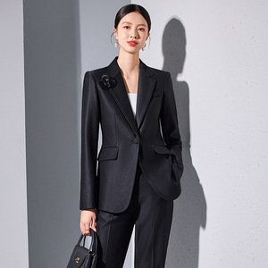 Women's Professional Suit Set Solid Color Polyester Anti-Wrinkle Work Commuting Formal Wear - Product Image 2
