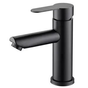 Grifo de lavabo negro de acero inoxidable 304 para lavado de baño, grifo mezclador de agua fría y caliente
