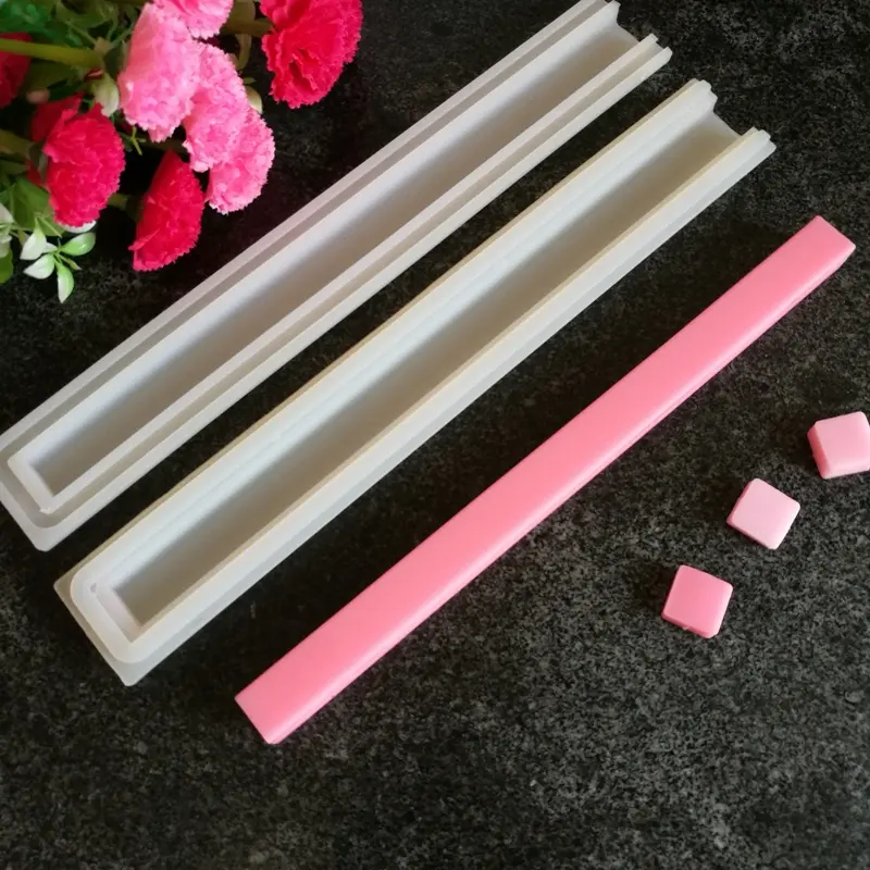 Molde de columna de tubo cuadrado de silicona para fabricación de jabón, herramientas para pastel, vela, gelatina de Chocolate, dimétrico, cuatro velocidades