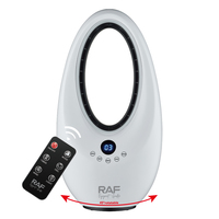 Ventilador sin Aspas RAF de 70W, 3 Velocidades, Temporizador de 12H, Bajo Nivel de Ruido, 45 °   Control remoto con pantalla digital y suministro de aire de ángulo amplio giratorio