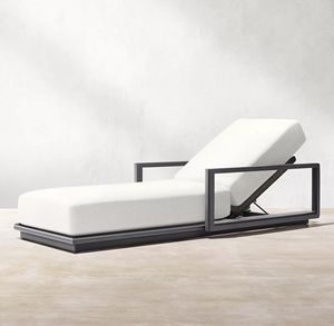 سرير نهاري فاخر مع وسائد سميكة كراسي استلقاء شمسية معدنية أنيقة لأثاث المسبح الجانبي - Product Image 2